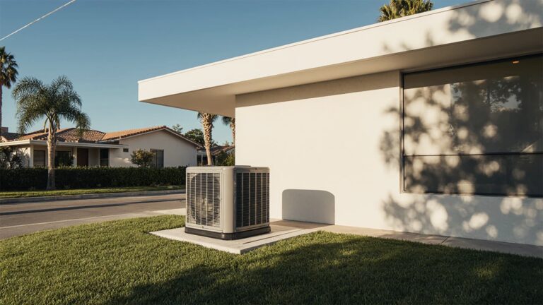 Air conditioning unit outside a home in Los Angeles during summer