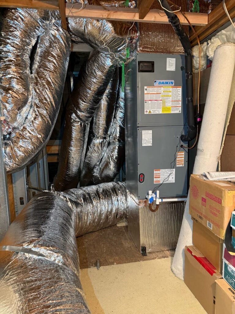 A seasonal HVAC maintenance checklist starts with the basics most homeowners skip Attic ductwork and wiring inspected as part of seasonal HVAC maintenance in Los Angeles