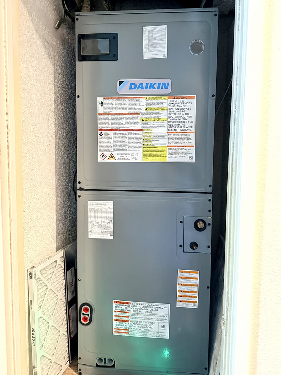 New Daikin matched air handler installed for Glendale heat pump conversion