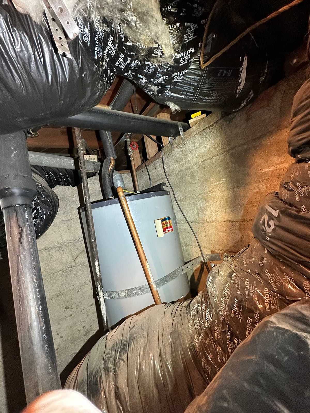 Old HVAC air handler and ductwork inspection before replacement