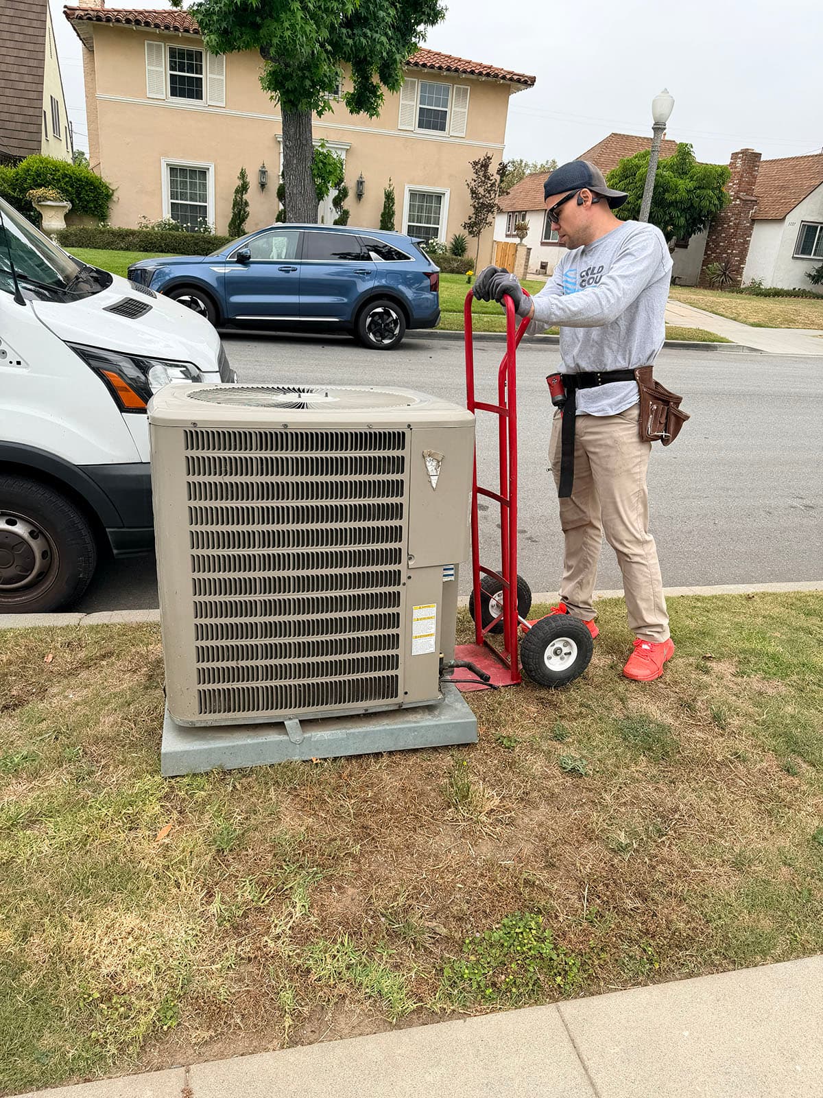 Old outdoor condenser before Alhambra heat pump upgrade