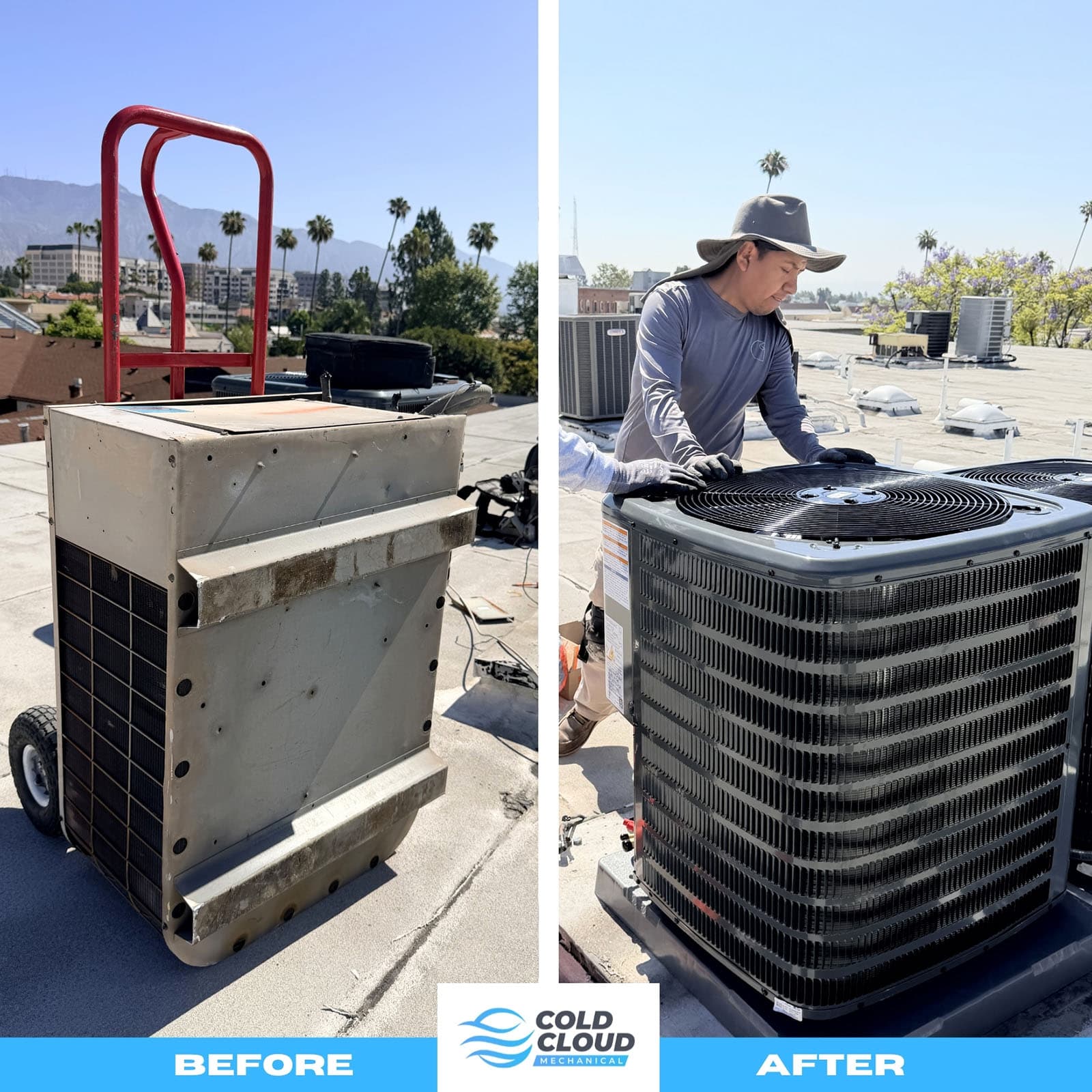 Goodman 2-ton heat pump split installation in Pasadena Before and after Goodman 2-ton heat pump split installation in Pasadena 91101