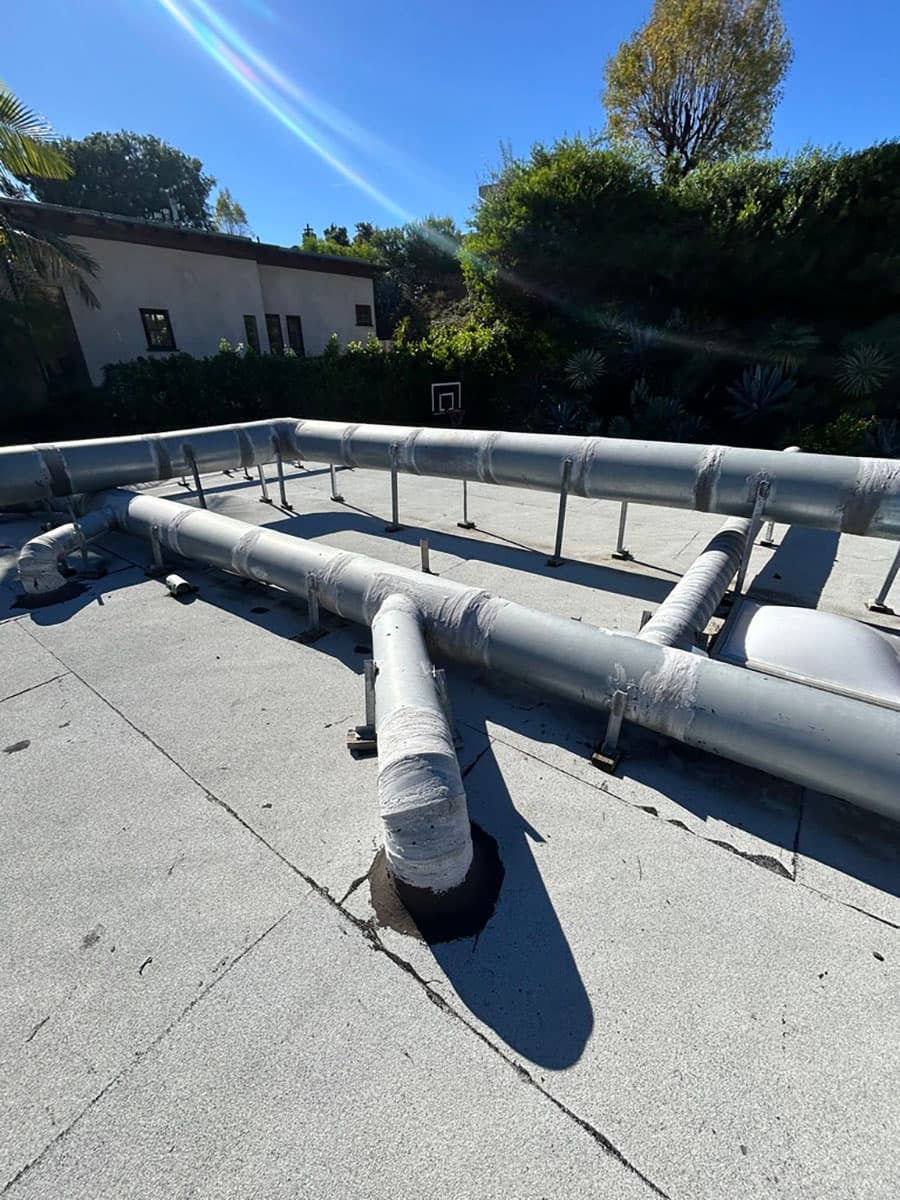 Resealed rooftop duct runs for West Hollywood HVAC system