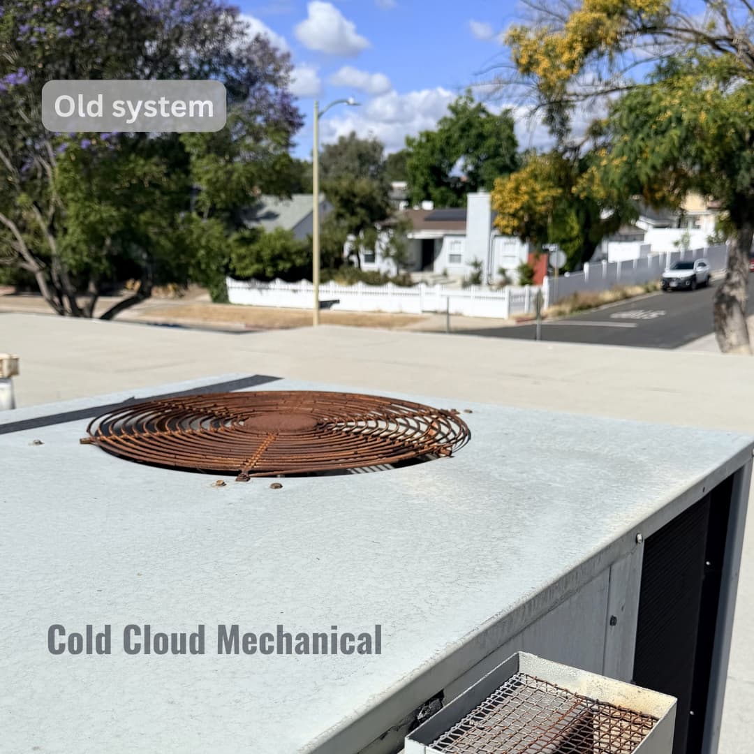 Old rooftop system location before package unit changeout