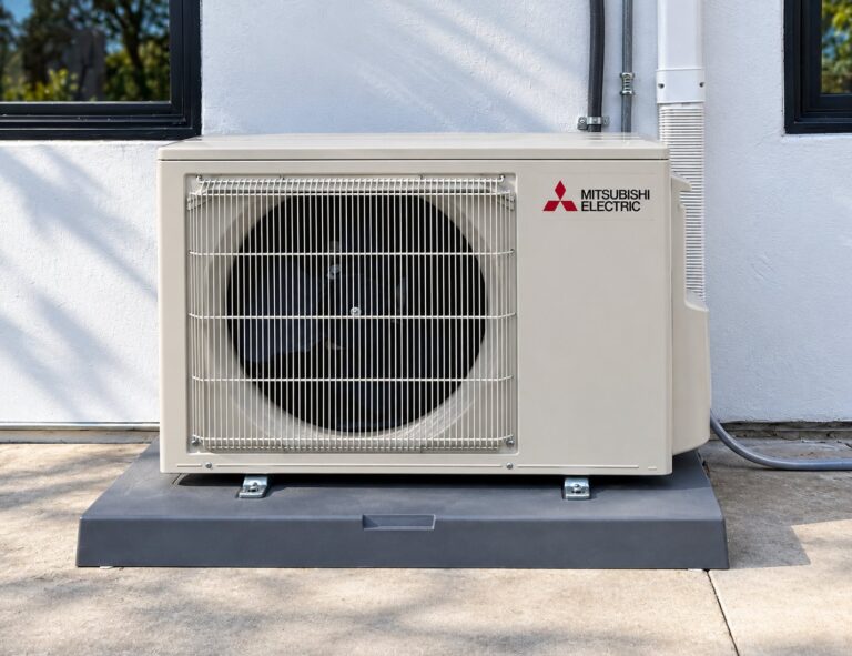 Cold Cloud air conditioner installation, Mitsubishi outdoor unit