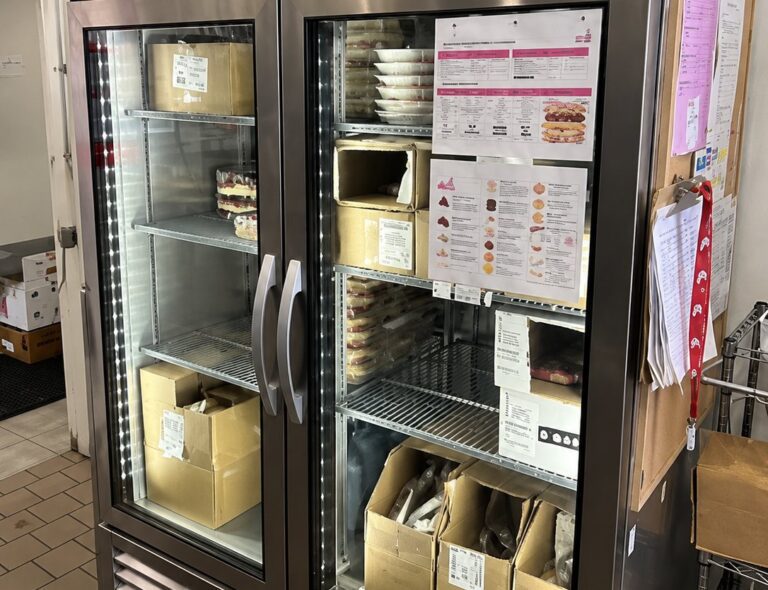 Commercial reach-in refrigerator in a bakery