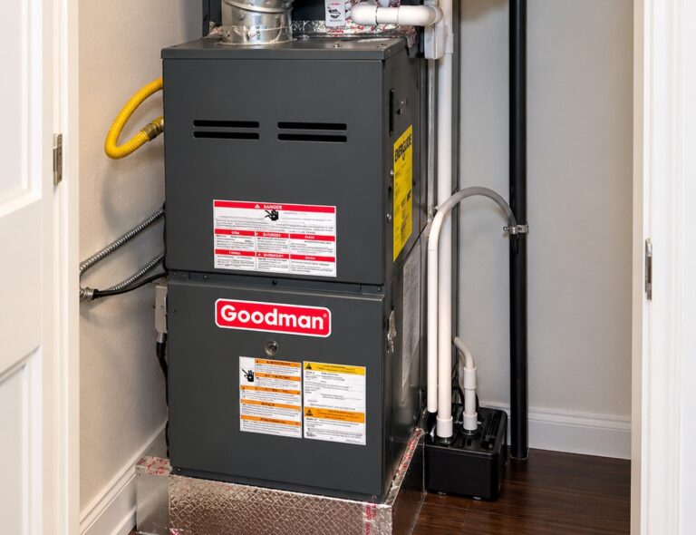 Gas furnace installation in a utility closet