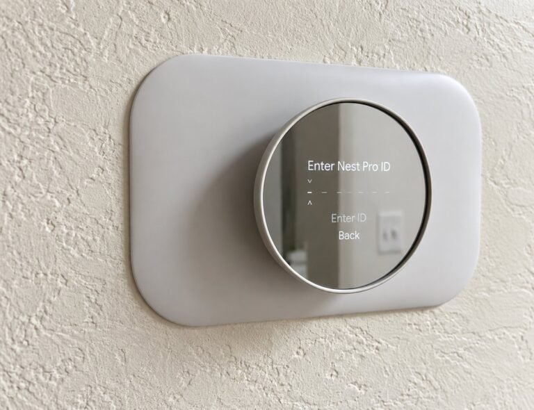 Smart thermostat installed on a wall by Cold Cloud technician during setup