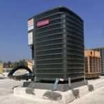 5 ton HVAC condenser unit installed on residential rooftop in Los Angeles